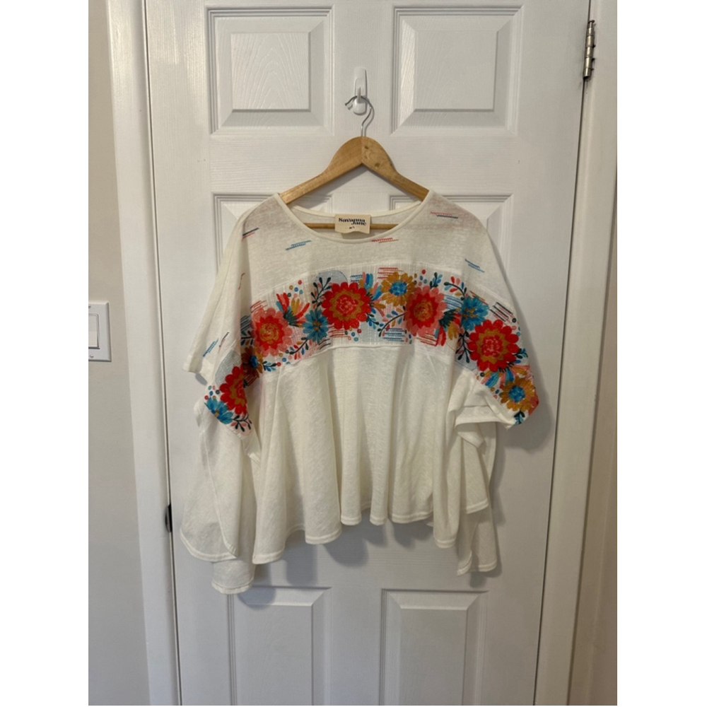 Savanna Jane floral bohemian white blouse size m/l